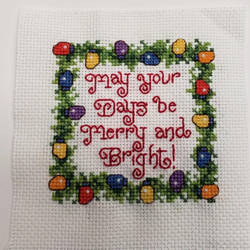 New Finished Cross-stitch Piece "May Your Days Be Merry And Bright."