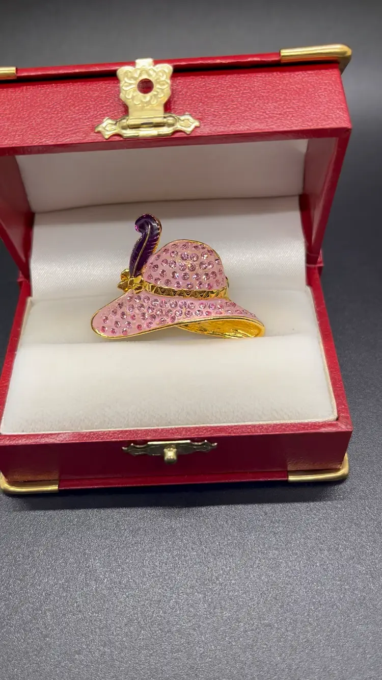 Vintage Pink Crystal Style Hat Pin Brooch