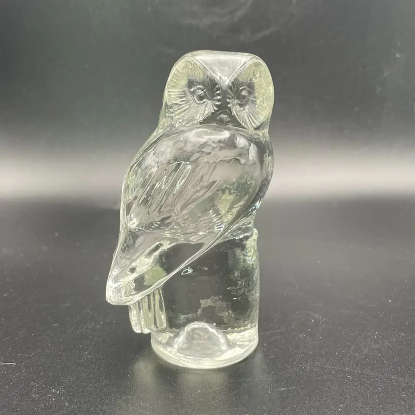 Art Glass Owl Bird Figurine Paperweight Vintage Home Decor