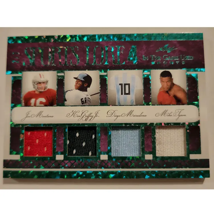 2022 Leaf In The Game Montana Griffey Jr Tyson Maradona Jersey Card #'d 2/2
