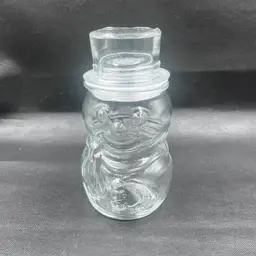 Vintage Snowman Glass Jar with Hat Lid - 1980s Holiiday Storage Canister