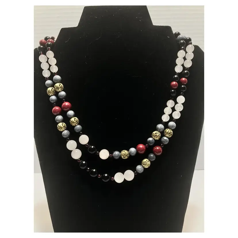 Double strand glass bead necklace
