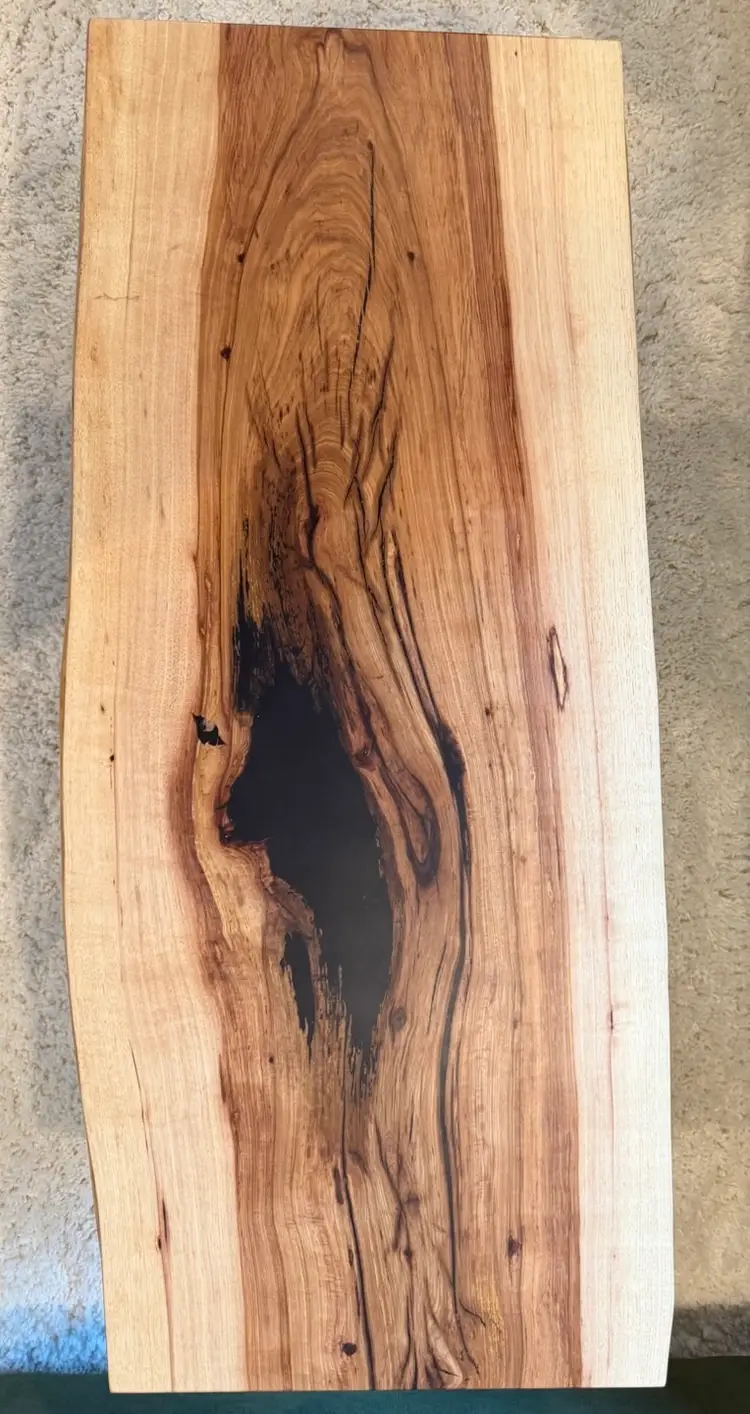 Cracked And Figured Hickory Slab Coffee Table ~21x48