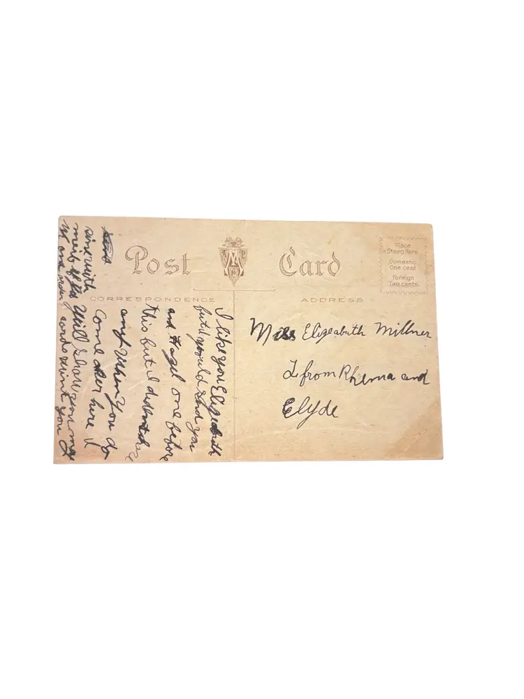 Antique Valentine's Day Postcard Fireman Cupid Puts Out Burning Heart Ethel DeWees Circa 1910