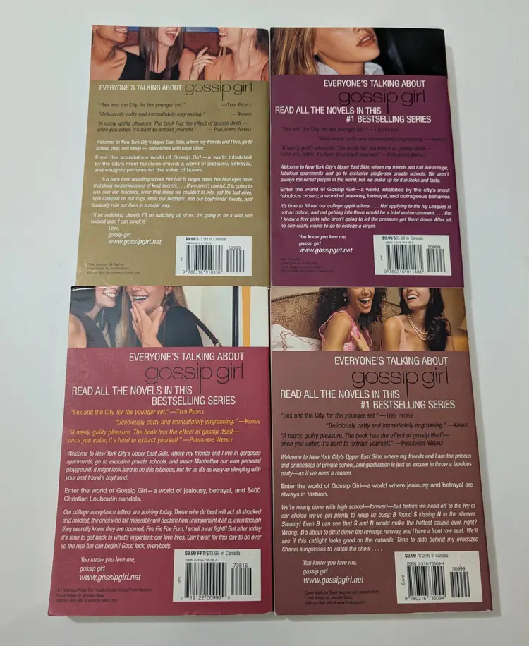 Gossip Girl Book Lot - Gossip Girl, You Know You Love Me, You're The One That I Want, Nothing Can Keep Us Together