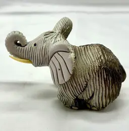 Artesania Rinconada Elephant Figurine Clay Pottery Trunk Up