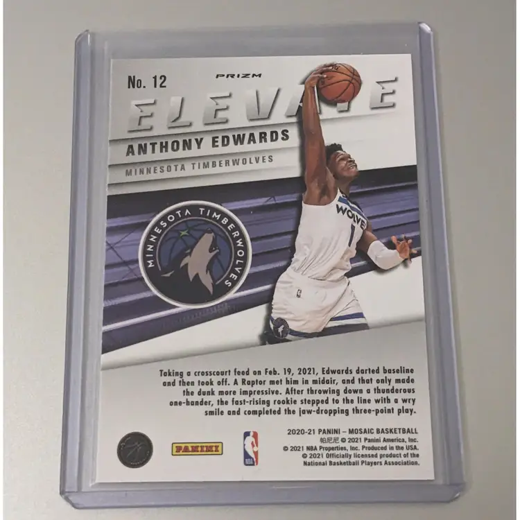Anthony Edwards 2020 Panini Mosaic Elevate - Green Rookie Card #12