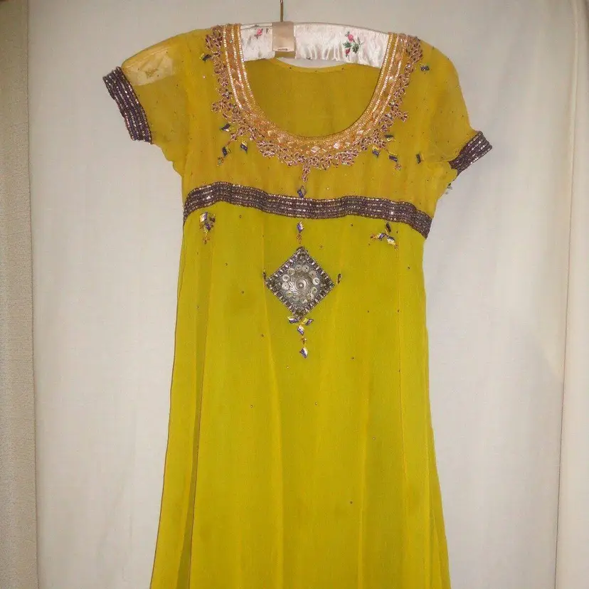 Gorgeous Beaded Dress Smaller size shorter sleeves Possibly silk handmade Indian