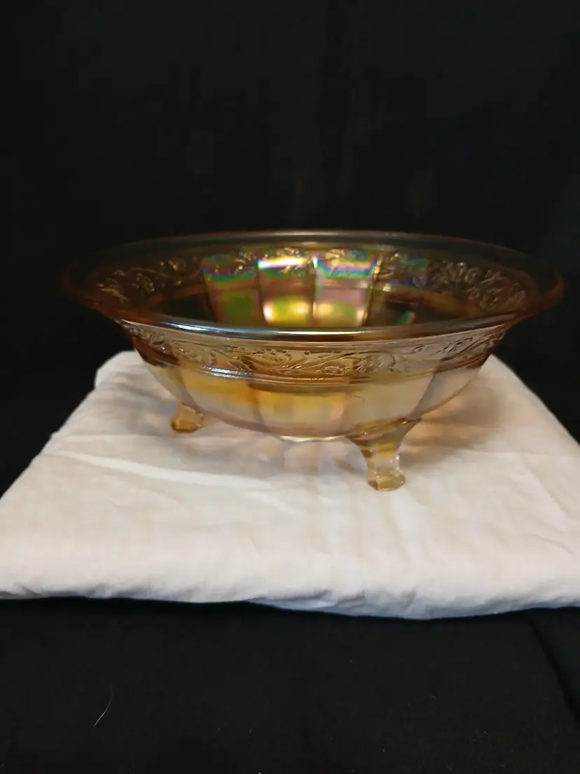 Vintage Iridescent Footed Glass Bowl