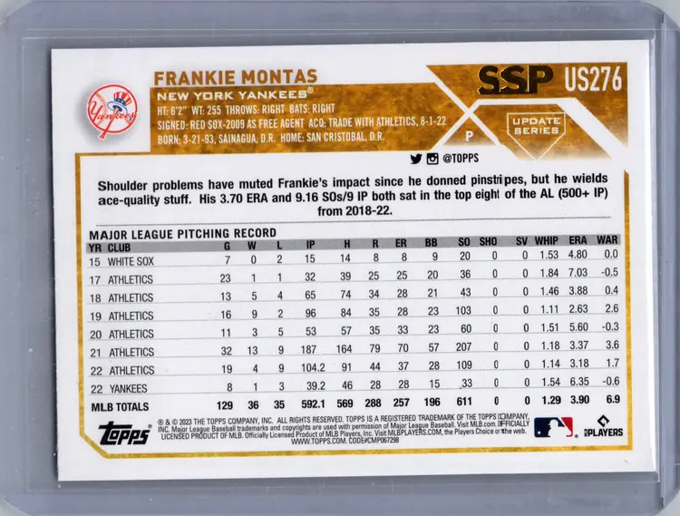 2023 Topps Update #US276 Frankie Montas Golden Mirror Image Variation SSP
