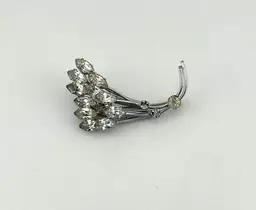 Vintage Silver Tone Austrian Crystal Brooch 2”x 1.25”
