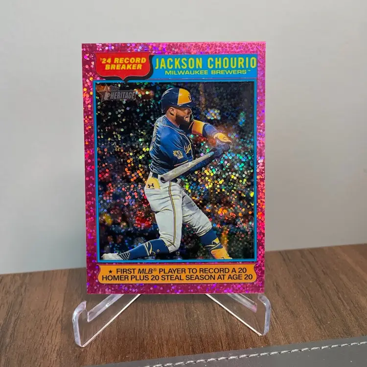 Jackson Chourio (Milwaukee Brewers) 2025 Topps Heritage Pink Sparkle