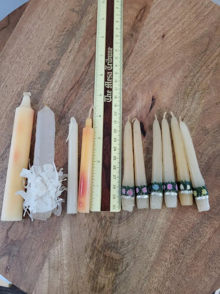 Mixed LOT of 10 Vintage 60s 70s Candles Tapered Floral Design Plain