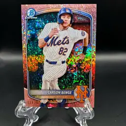 Carson Benge 2025 Bowman Rose Gold Mini Diamond /15 New York Mets