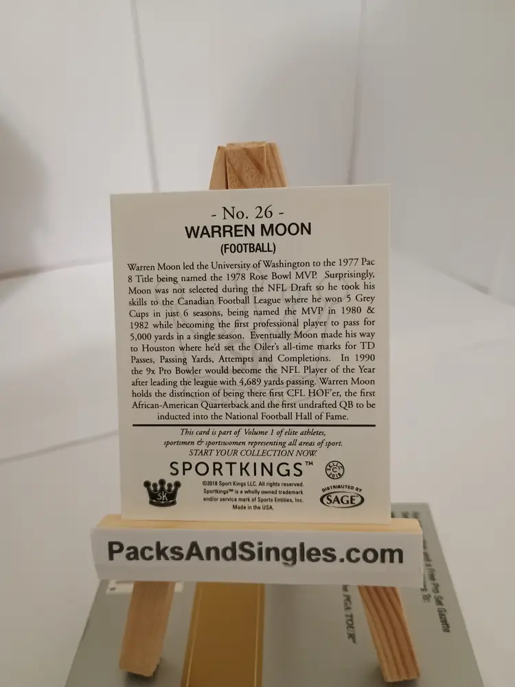 Warren Moon SportKings Sage 2018 Football Sports Card