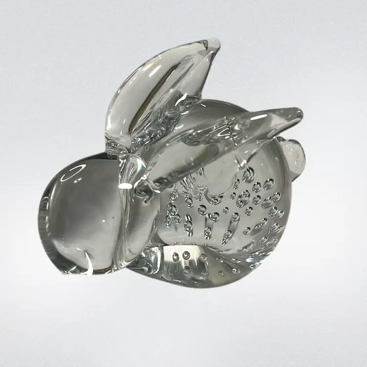 Art Glass Bunny Rabbit Clear Controlled Bubbles | 3.5” (*read)