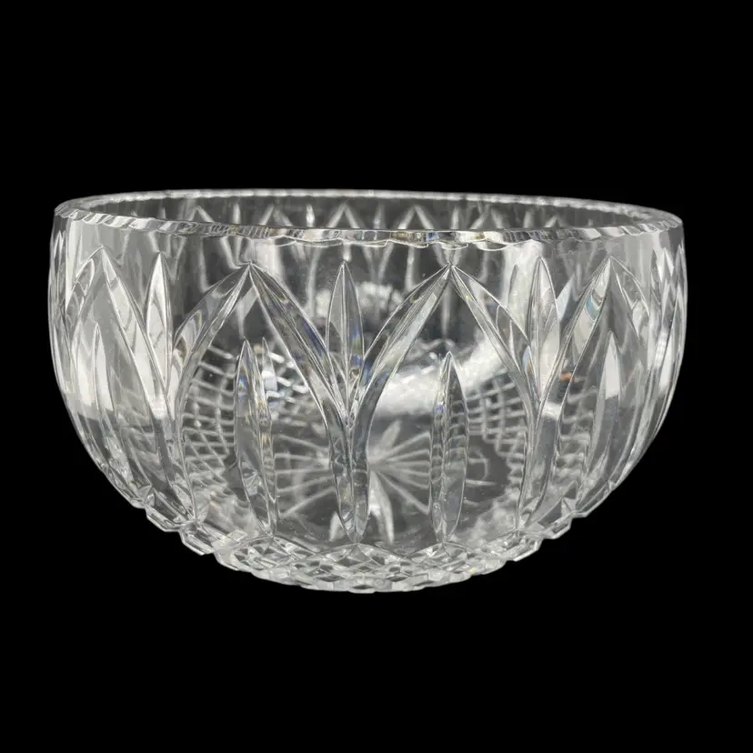 Vintage Large Crystal Cut Glass Fruit Or Punch Serving Bowl 9” W Centerpiece