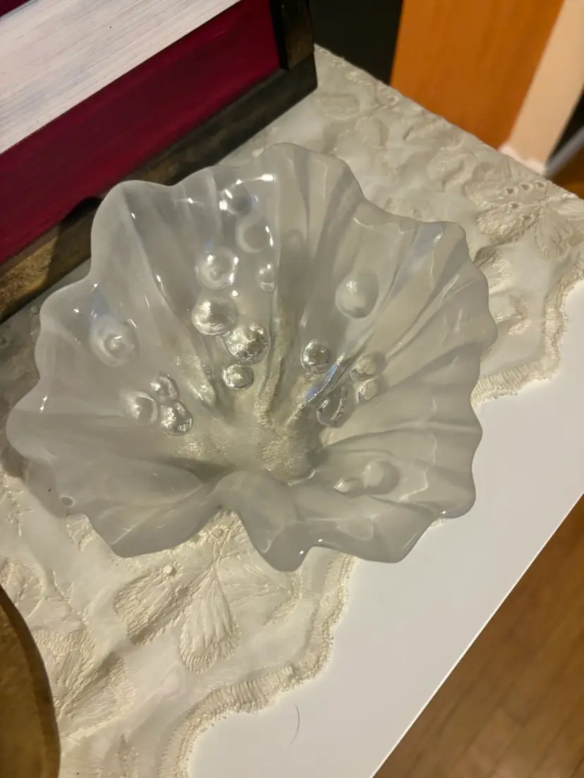 vintage Waltherglas Luciana glass leaf bowl or candy dish