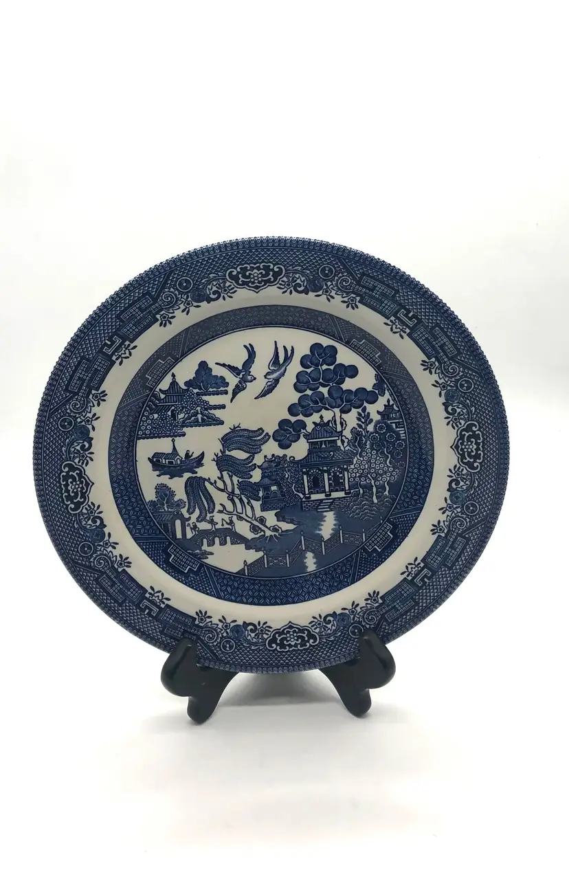 One Gorgeous Vintage Churchill Made in England Dinner Plate Blue and White