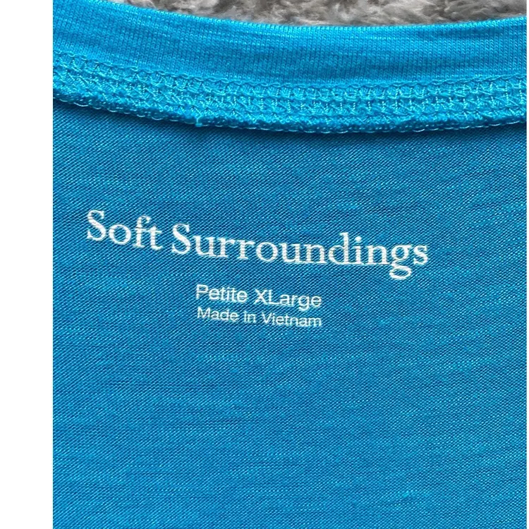 Soft Surroundings Shirt Womens Extra Large Turquoise Blue Flowy Popover Rayon