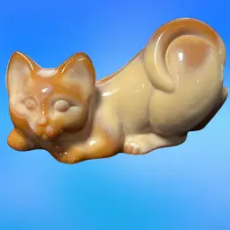 Fenton Art Glass 3” Chocolate Slag Cream Cat Figurine 100 Years Anniversary “centennial Exclusive “  2005 , Stamp And Sticker