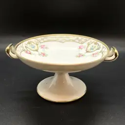 Vintage Nippon Small Pedestal Dish Japanese Porcelain Hand Painted