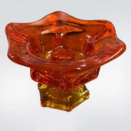 Viking Lovers Alert!!!! vintage Viking Glass Persimmon Epic 6 Point Single Candle art glass bowl, No Issues. 4” Tall