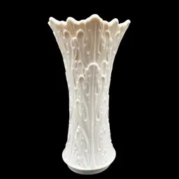 #331A  Lenox Woodland Collection Ivory Porcelain Vase Featuring A Sculpted Acanthus Leaf Design.  Made In USA