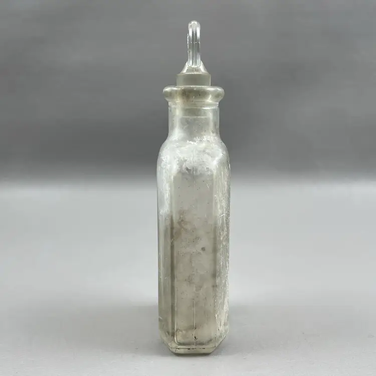 Vintage Apothecary Medicine 5" Glass Bottle Rustic Primitive Stopper "TS 13"