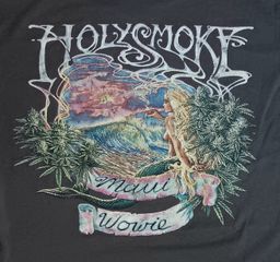 Hawaii Holy Smoke Maui Wowie t-shirt Pakololo Ganja Lady Goddess Sunset Hippie