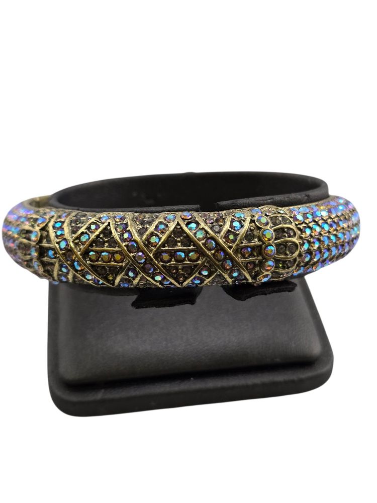 Vintage Signed Heidi Daus CN AB Rhinestone Bangle Bracelet (A9165)