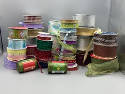 Large Lot of Ribbon for gifts, bows, and crafts - 39 rolls