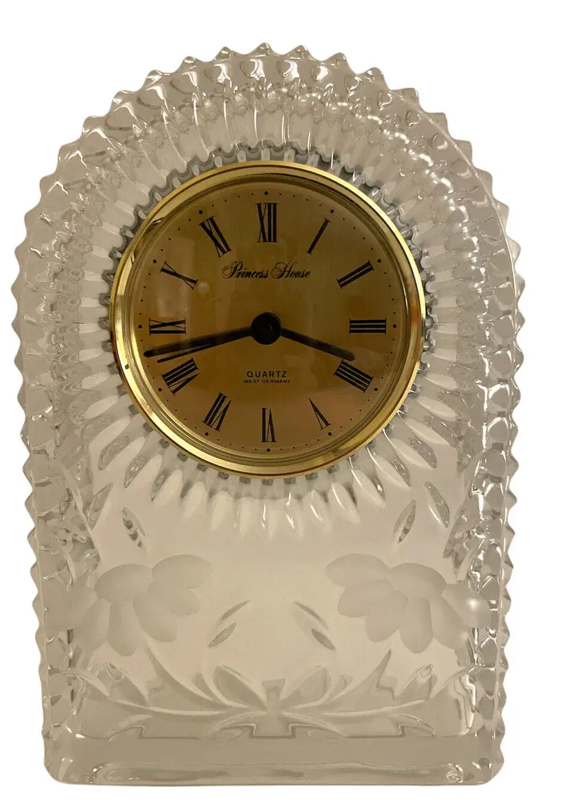 Crystal Mantel Clock Princess House Exclusive Heritage Handcut Art Nuevo
