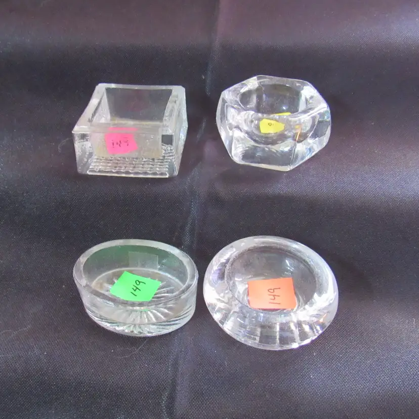4 Vtg Assorted Shaped Glass Open Salt Cellars (#149)
