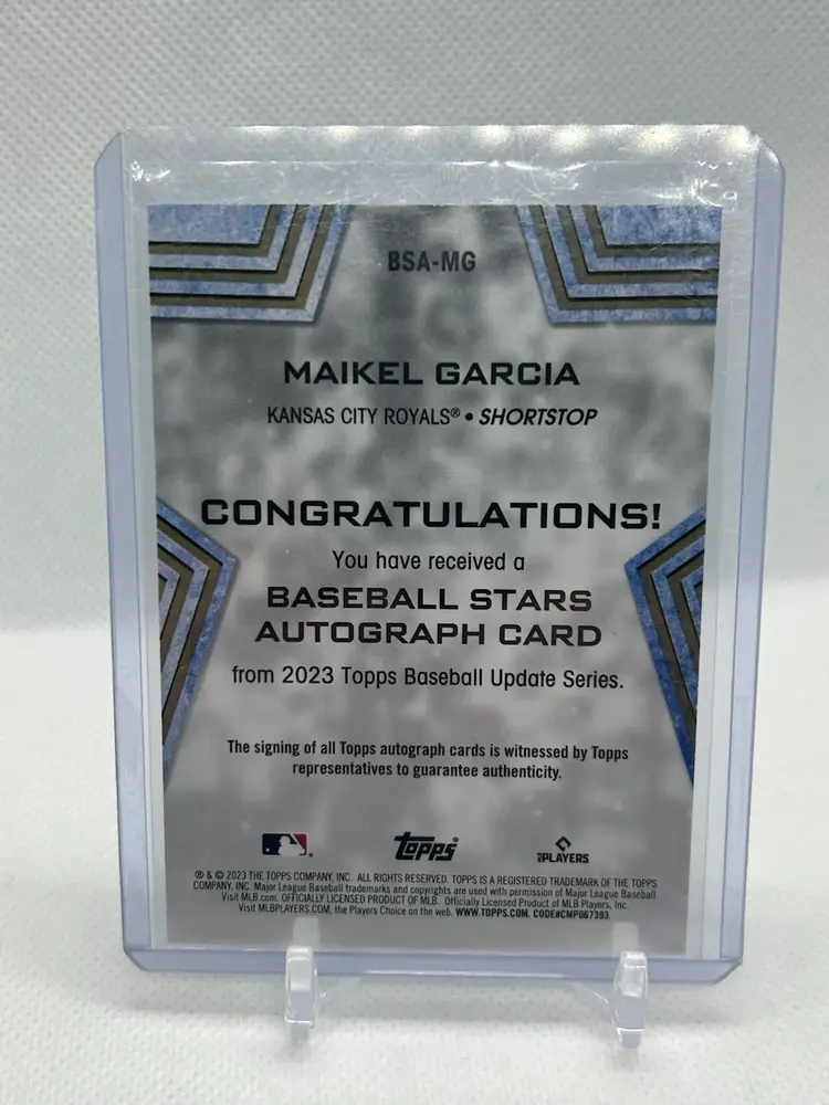 Maikel Garcia 2023 Topps Update Baseball Stars Rookie Auto - WBC MVP - Kansas City Royals