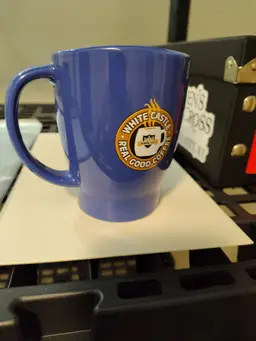 White Castle coffee mug blue
