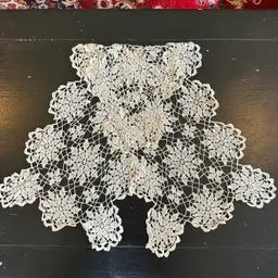 Vintage Hand Crocheted Lace 12x38 Table Runner, Dresser Scarf #59