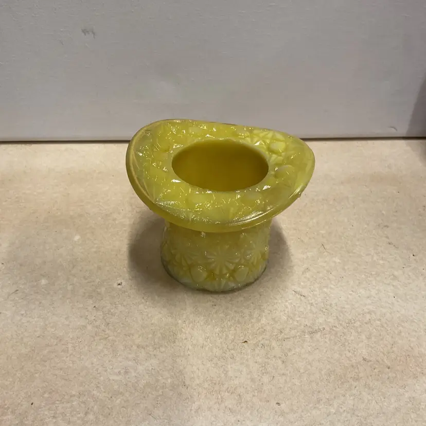 Fenton Daisy, And Button Toothpick Holder In Yellow