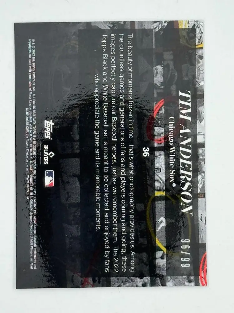 Tim Anderson 2022 Topps Black & White Negative /99 Chicago White Sox