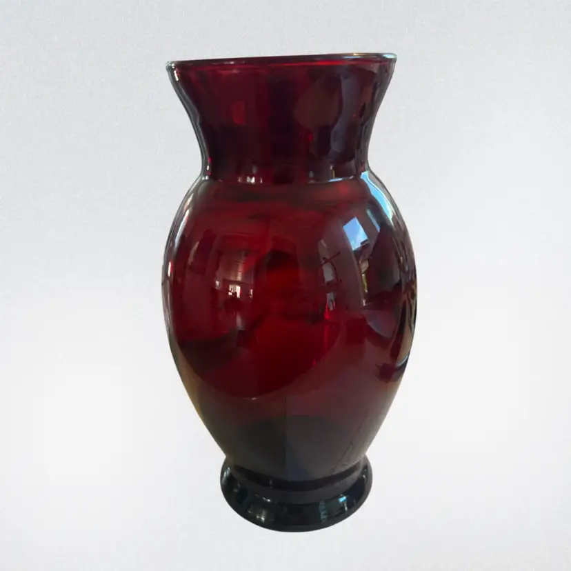 🌴🌴 VINTAGE ANCHOR HOCKING ROYAL RUBY RED GLASS VASE