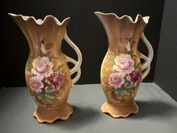 Pair Of Antique Lipper & Mann Scalloped Vases.