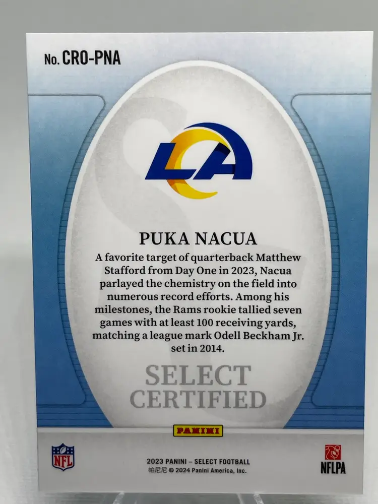 2023 Panini Select - Select Certified Rookies Puka Nacua #CRO-PNA Rookie Card LA