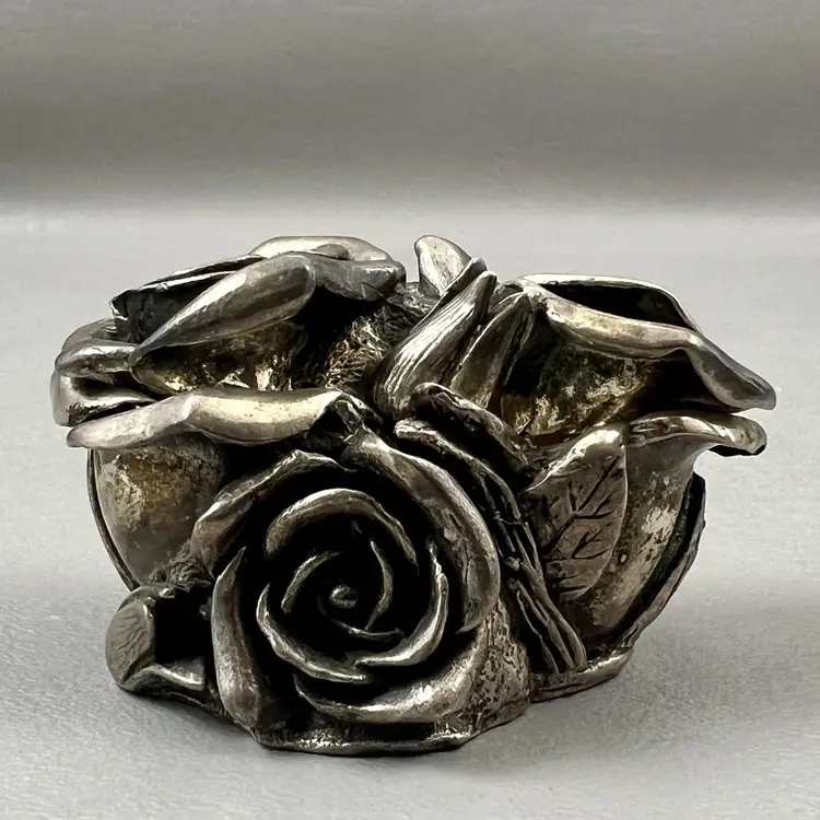 Lord Byron's Harmony Kingdom Garden Double Rose Sterling Silver Box Figurine 1076/1500 England 2"