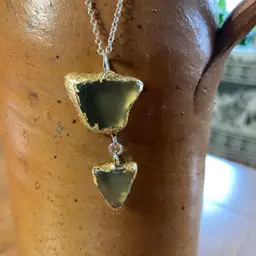 Erie Glass Artisan Made Pendant Green Uranium Glass Glow Glass Handcrafted Jewelry