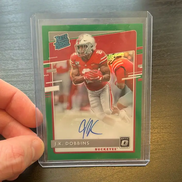 Jk Dobbins 2020 Panini Donruss Optic Rookie Auto Green Refractor /5