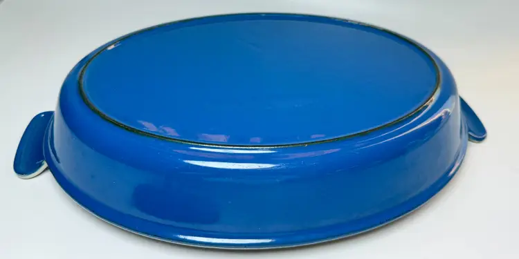 Vintage Le Creuset #32 Marseille Blue Oval Enameled Cast Iron Gratin Baker Cook