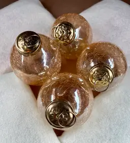 Yellow Opaque Crackle Glass Kugel Style Ornament Heavy Oblong Glass Christmas