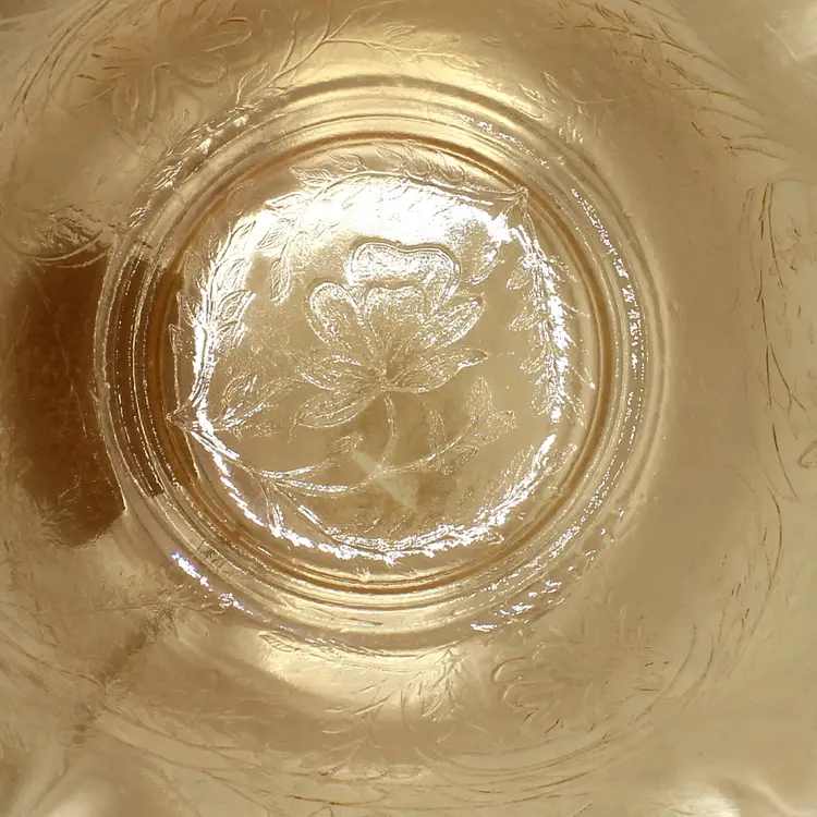 Vintage Jeannette Glass Floragold Louisa Ruffle Serving Bowl Iridescent Carnival