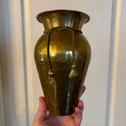 Vintage Solid Brass Rope & Tassels Vase