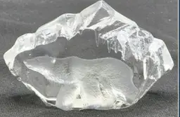 Mats Jonasson Swedish Bear Crystal Paperweight 3" Long  No chips or cracks